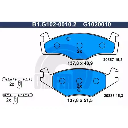 Тормозные колодки дисковые, комплект GALFER 2088 7 20888 B1.G102-0010.2 3285598 изображение 0