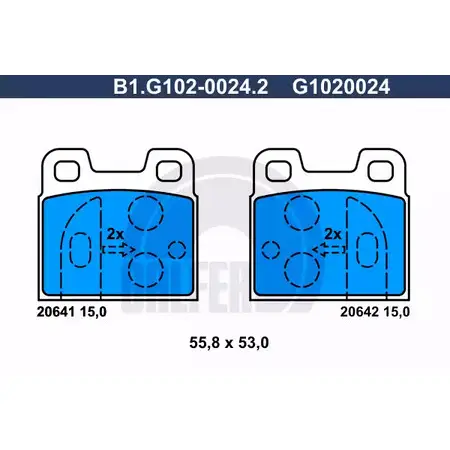 Тормозные колодки дисковые, комплект GALFER 3285602 20642 206 41 B1.G102-0024.2 изображение 0