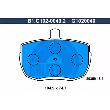Тормозные колодки дисковые, комплект GALFER G1020040 B1.G102-0040.2 3285607 2035 9 изображение 0