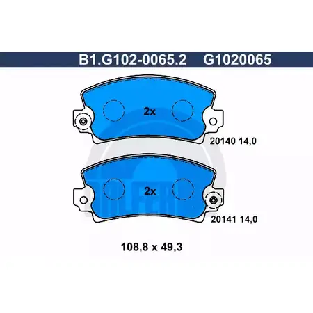 Тормозные колодки дисковые, комплект GALFER 3285610 20141 2 0140 B1.G102-0065.2 изображение 0