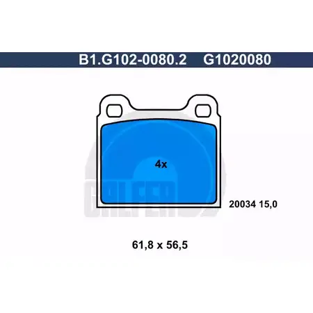 Тормозные колодки дисковые, комплект GALFER B1.G102-0080.2 2 0034 3285611 G1020080 изображение 0