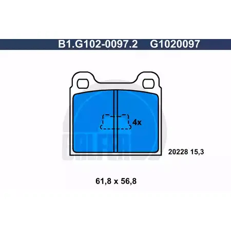 Тормозные колодки дисковые, комплект GALFER B1.G102-0097.2 2 0228 G1020097 3285613 изображение 0