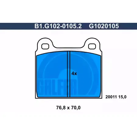 Тормозные колодки дисковые, комплект GALFER 2 0011 B1.G102-0105.2 G1020105 3285614 изображение 0