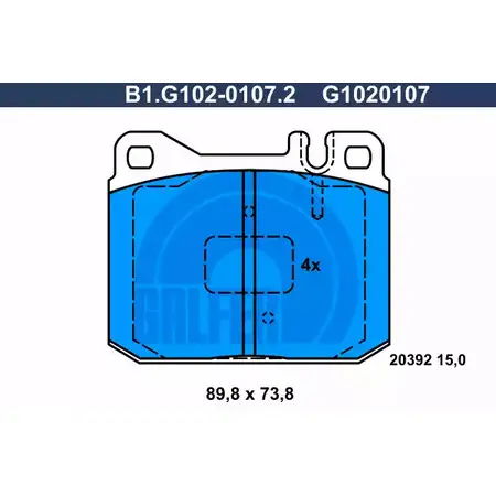 Тормозные колодки дисковые, комплект GALFER G1020107 3285615 2039 2 B1.G102-0107.2