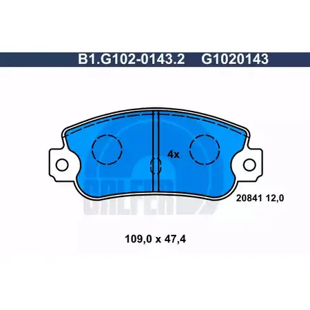 Тормозные колодки дисковые, комплект GALFER 3285621 G1020143 20 841 B1.G102-0143.2 изображение 0