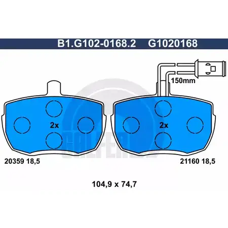 Тормозные колодки дисковые, комплект GALFER 3285628 21160 B1.G102-0168.2 2 0359