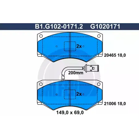 Тормозные колодки дисковые, комплект GALFER 3285631 21006 204 65 B1.G102-0171.2 изображение 0