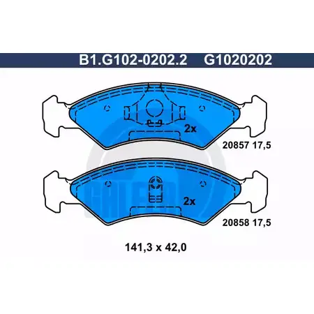 Тормозные колодки дисковые, комплект GALFER B1.G102-0202.2 20858 3285643 208 57 изображение 0