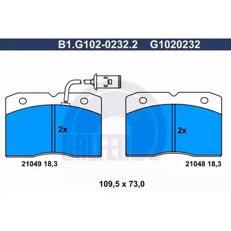 Тормозные колодки дисковые, комплект GALFER 210 48 3285653 21049 B1.G102-0232.2 изображение 0