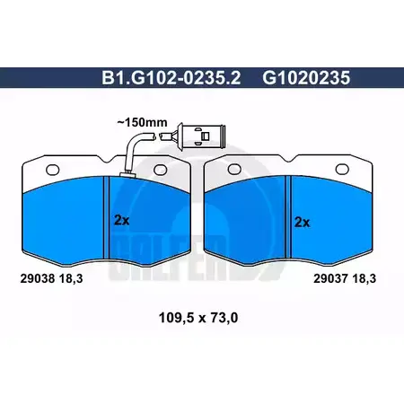 Тормозные колодки дисковые, комплект GALFER 290 37 3285655 B1.G102-0235.2 29038 изображение 0