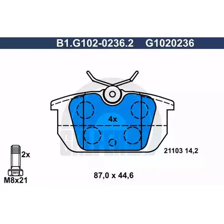 Тормозные колодки дисковые, комплект GALFER B1.G102-0236.2 2110 3 3285656 G1020236 изображение 0