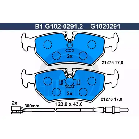Тормозные колодки дисковые, комплект GALFER 2 1275 B1.G102-0291.2 21276 3285679