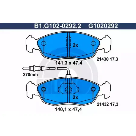 Тормозные колодки дисковые, комплект GALFER B1.G102-0292.2 21432 214 30 3285680 изображение 0