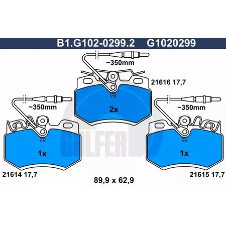 Тормозные колодки дисковые, комплект GALFER 3285686 B1.G102-0299.2 2 1614 21615 изображение 0