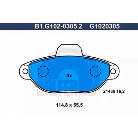 Тормозные колодки дисковые, комплект GALFER 21 436 B1.G102-0305.2 G1020305 3285690 изображение 0
