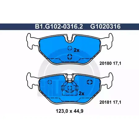 Тормозные колодки дисковые, комплект GALFER 20181 3285699 B1.G102-0316.2 2 0180 изображение 0