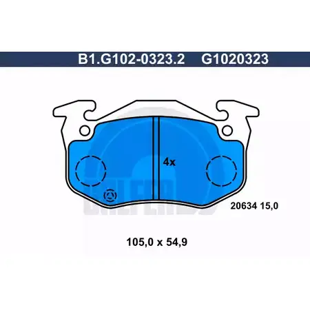 Тормозные колодки дисковые, комплект GALFER 3285703 G1020323 20 634 B1.G102-0323.2