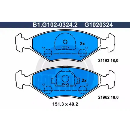 Тормозные колодки дисковые, комплект GALFER B1.G102-0324.2 21962 3285704 2 1193 изображение 0
