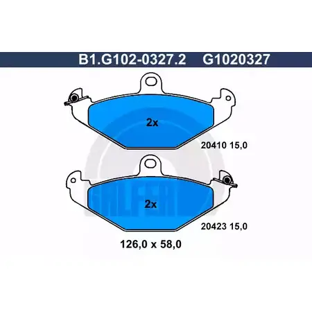 Тормозные колодки дисковые, комплект GALFER B1.G102-0327.2 3285706 204 10 20423 изображение 0