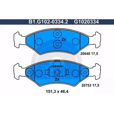 Тормозные колодки дисковые, комплект GALFER 3285711 B1.G102-0334.2 20 640 20753 изображение 0
