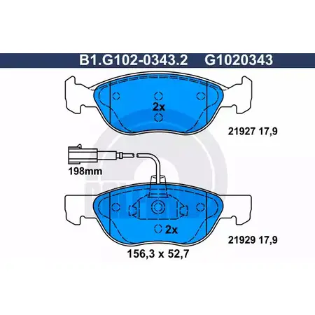 Тормозные колодки дисковые, комплект GALFER 3285717 2192 7 B1.G102-0343.2 21929 изображение 0