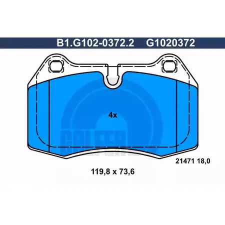 Тормозные колодки дисковые, комплект GALFER B1.G102-0372.2 3285734 G1020372 21 471 изображение 0