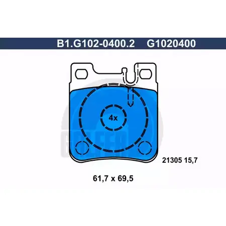 Тормозные колодки дисковые, комплект GALFER B1.G102-0400.2 G1020400 3285748 213 05 изображение 0
