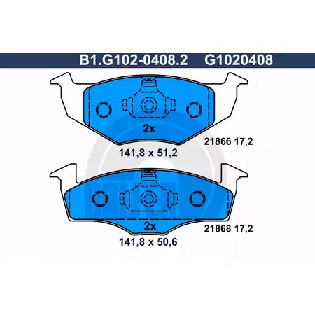 Тормозные колодки дисковые, комплект GALFER 3285751 2 1866 B1.G102-0408.2 21868 изображение 0