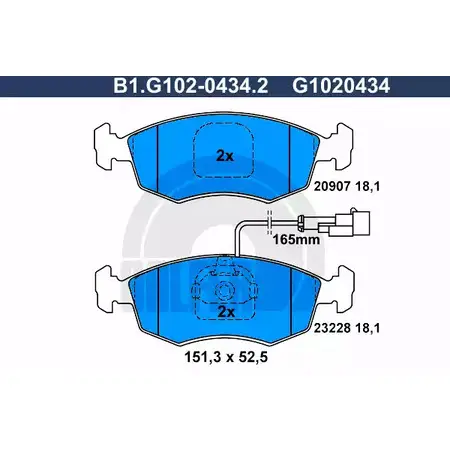 Тормозные колодки дисковые, комплект GALFER 2190 7 B1.G102-0434.2 23228 3285768 изображение 0