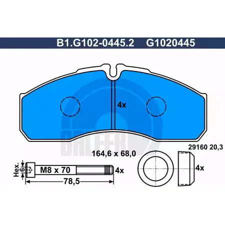 Тормозные колодки дисковые, комплект GALFER 3285774 B1.G102-0445.2 G1020445 2 9160
