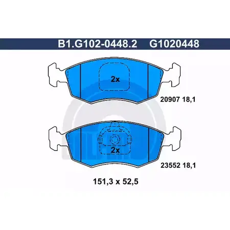 Тормозные колодки дисковые, комплект GALFER B1.G102-0448.2 23552 20 907 3285775