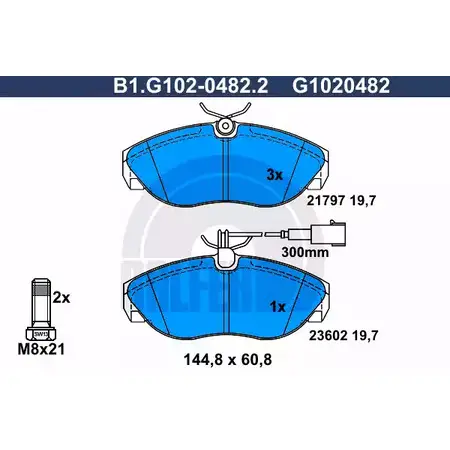 Тормозные колодки дисковые, комплект GALFER 21 797 B1.G102-0482.2 23602 3285791