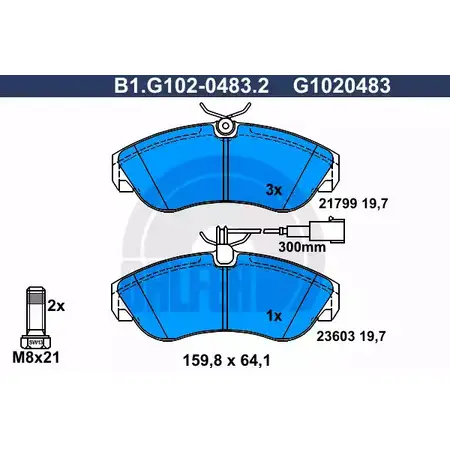 Тормозные колодки дисковые, комплект GALFER 23603 B1.G102-0483.2 3285792 2179 9