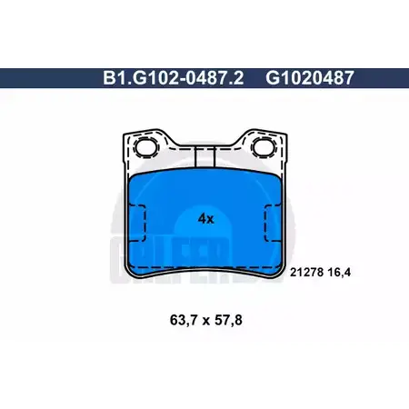 Тормозные колодки дисковые, комплект GALFER B1.G102-0487.2 2127 8 3285795 G1020487 изображение 0