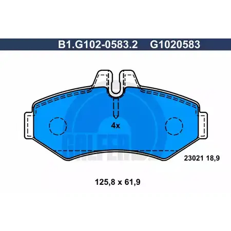 Тормозные колодки дисковые, комплект GALFER G1020583 B1.G102-0583.2 2 3021 3285856 изображение 0