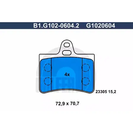 Тормозные колодки дисковые, комплект GALFER 3285867 B1.G102-0604.2 G1020604 233 05 изображение 0