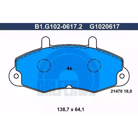 Тормозные колодки дисковые, комплект GALFER 214 70 B1.G102-0617.2 G1020617 3285875 изображение 0