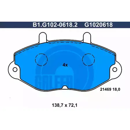 Тормозные колодки дисковые, комплект GALFER G1020618 3285876 B1.G102-0618.2 2 1469 изображение 0