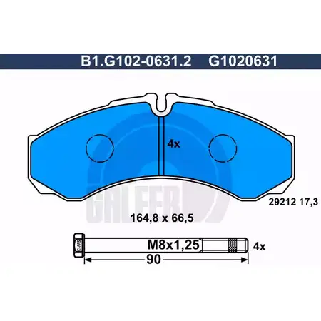 Тормозные колодки дисковые, комплект GALFER 3285886 B1.G102-0631.2 G1020631 29 212