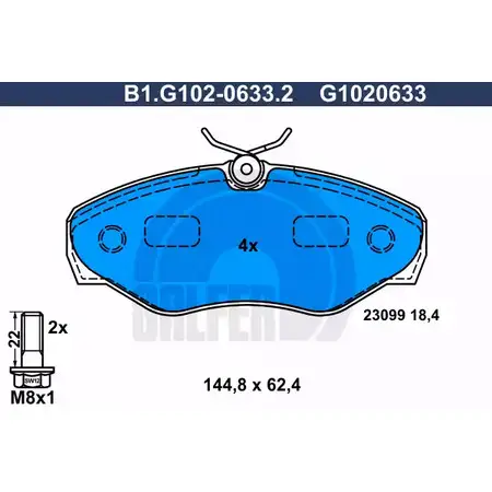 Тормозные колодки дисковые, комплект GALFER G1020633 3285888 2309 9 B1.G102-0633.2
