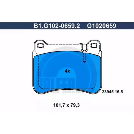 Тормозные колодки дисковые, комплект GALFER G1020659 239 45 B1.G102-0659.2 3285901
