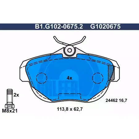Тормозные колодки дисковые, комплект GALFER 3285910 B1.G102-0675.2 G1020675 24 462