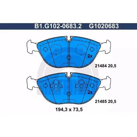 Тормозные колодки дисковые, комплект GALFER 3285916 B1.G102-0683.2 21485 214 84 изображение 0