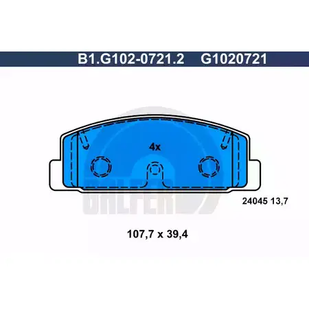 Тормозные колодки дисковые, комплект GALFER B1.G102-0721.2 G1020721 240 45 3285943 изображение 0