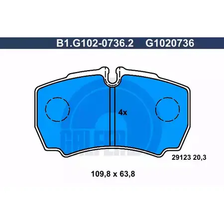 Тормозные колодки дисковые, комплект GALFER G1020736 3285952 2 9123 B1.G102-0736.2 изображение 0