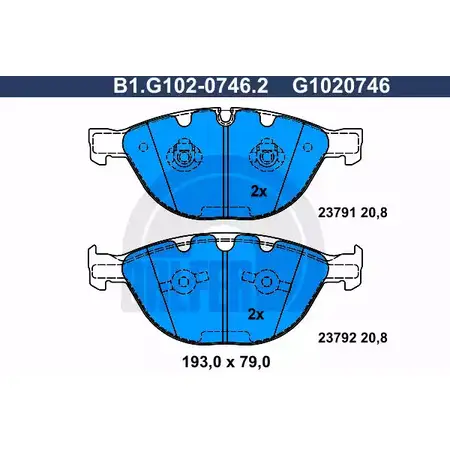 Тормозные колодки дисковые, комплект GALFER B1.G102-0746.2 3285960 23792 2379 1 изображение 0