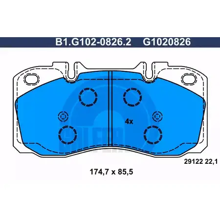 Тормозные колодки дисковые, комплект GALFER 2 9122 G1020826 B1.G102-0826.2 3286008