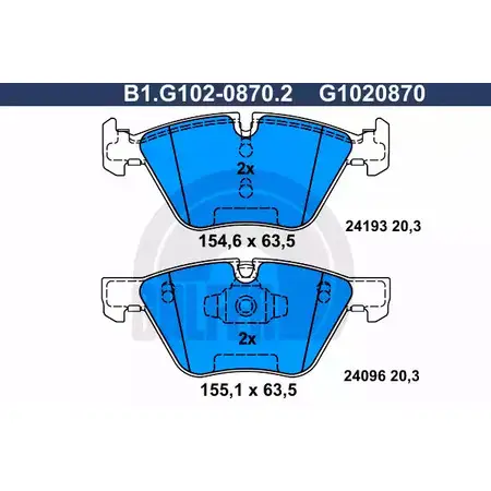 Тормозные колодки дисковые, комплект GALFER 2 3794 24096 B1.G102-0870.2 3286035 изображение 0