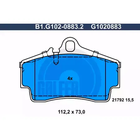 Тормозные колодки дисковые, комплект GALFER B1.G102-0883.2 21 792 3286044 G1020883 изображение 0