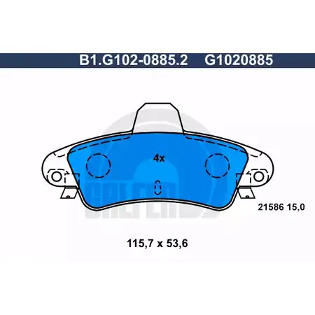 Тормозные колодки дисковые, комплект GALFER B1.G102-0885.2 G1020885 3286045 2158 6 изображение 0